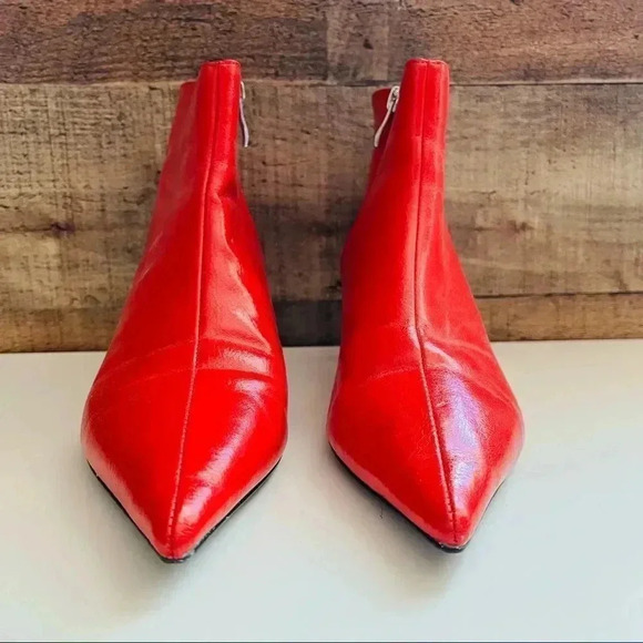 Zara Trafaluc Red Mid Heel Ankle Boots - Picture 4 of 11